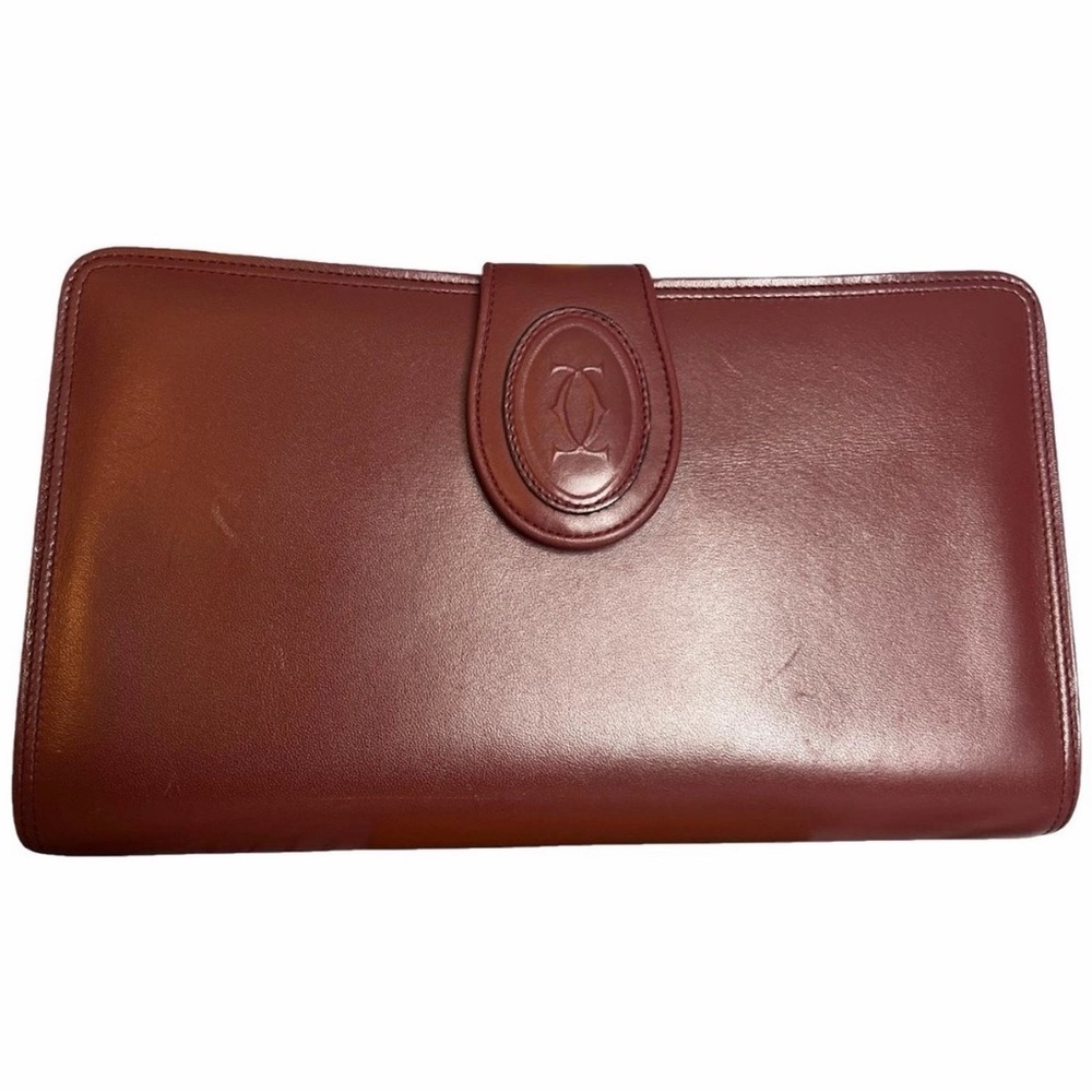 Vintage Cartier Burgundy Leather  Clutch bag rare design
